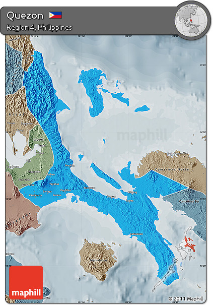 Political Map of Quezon, semi-desaturated