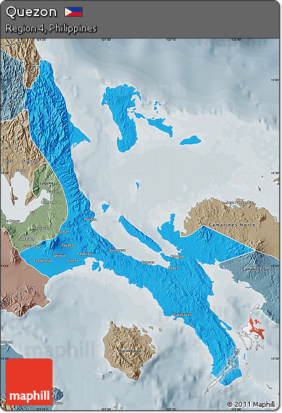 Political Map of Quezon, semi-desaturated