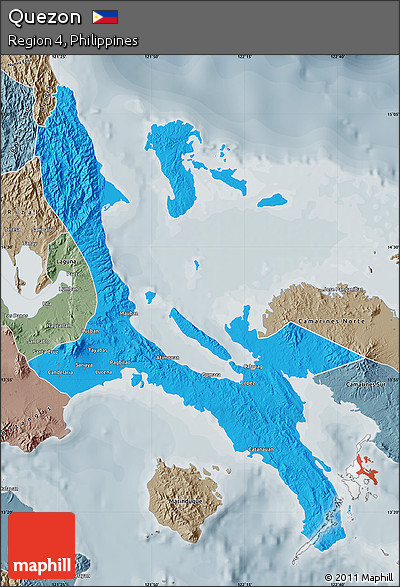 Political Map of Quezon, semi-desaturated