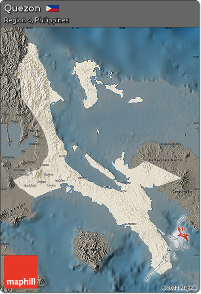 Shaded Relief Map of Quezon, darken