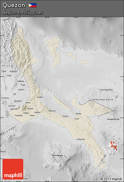Shaded Relief Map of Quezon, desaturated