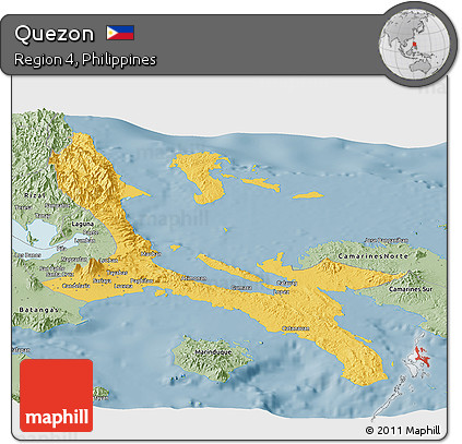 Savanna Style Panoramic Map of Quezon