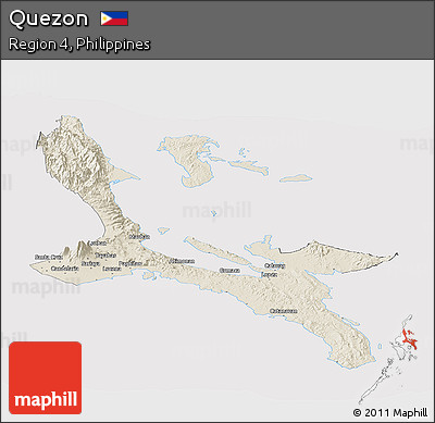 Shaded Relief Panoramic Map of Quezon, cropped outside