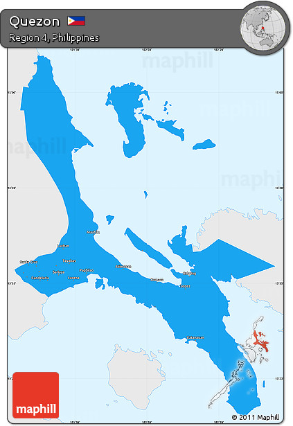 Political Simple Map of Quezon, single color outside