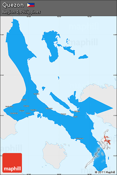 Political Simple Map of Quezon, single color outside