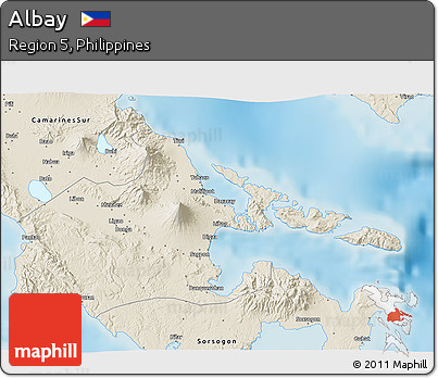 Shaded Relief 3D Map of Albay