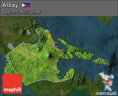 Satellite Map of Albay, darken