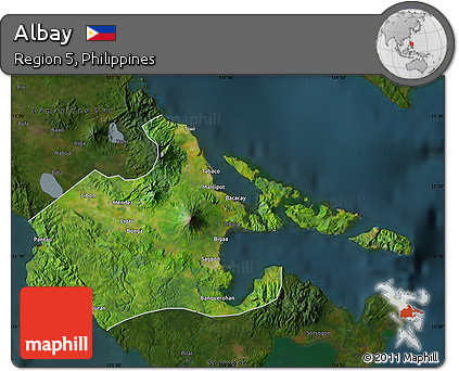 Satellite Map of Albay, darken