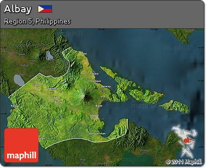 Satellite Map of Albay, darken