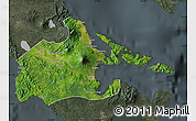 Satellite Map of Albay, darken, semi-desaturated