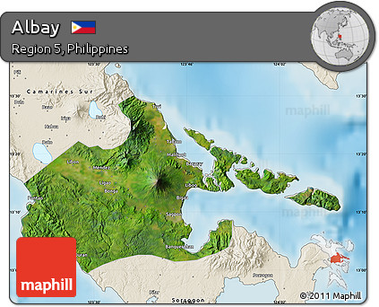 Satellite Map of Albay, shaded relief outside