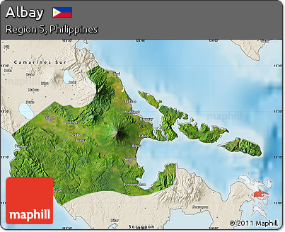 Satellite Map of Albay, shaded relief outside
