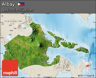 Satellite Map of Albay, shaded relief outside