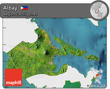 Satellite Map of Albay, single color outside