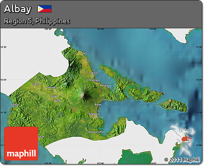 Satellite Map of Albay, single color outside
