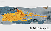 Political Panoramic Map of Albay, darken, semi-desaturated