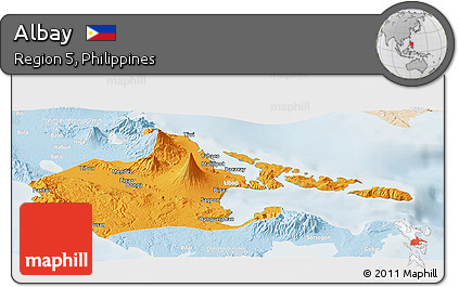 Political Panoramic Map of Albay, lighten