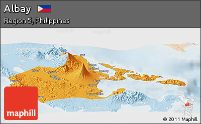 Political Panoramic Map of Albay, lighten