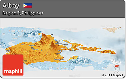 Political Panoramic Map of Albay, lighten
