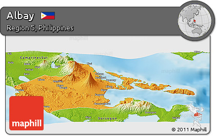Political Panoramic Map of Albay, physical outside