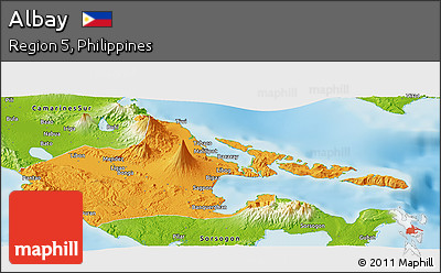 Political Panoramic Map of Albay, physical outside