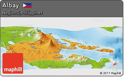 Political Panoramic Map of Albay, physical outside