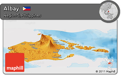 Political Panoramic Map of Albay, single color outside
