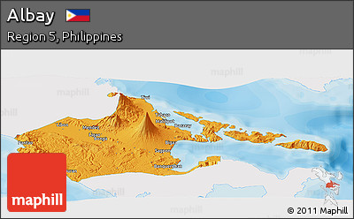 Political Panoramic Map of Albay, single color outside