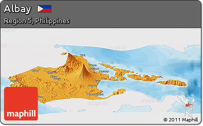 Political Panoramic Map of Albay, single color outside