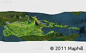 Satellite Panoramic Map of Albay, darken