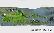 Satellite Panoramic Map of Albay, semi-desaturated