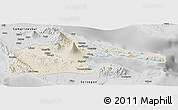 Shaded Relief Panoramic Map of Albay, desaturated
