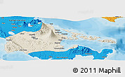 Shaded Relief Panoramic Map of Albay, political outside