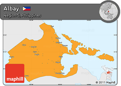 Political Simple Map of Albay, single color outside