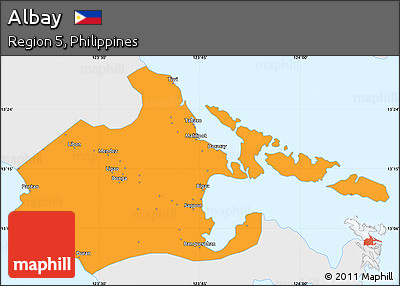 Political Simple Map of Albay, single color outside