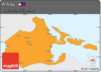 Political Simple Map of Albay, single color outside