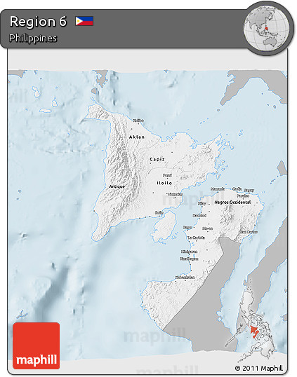 Gray 3D Map of Region 6, single color outside