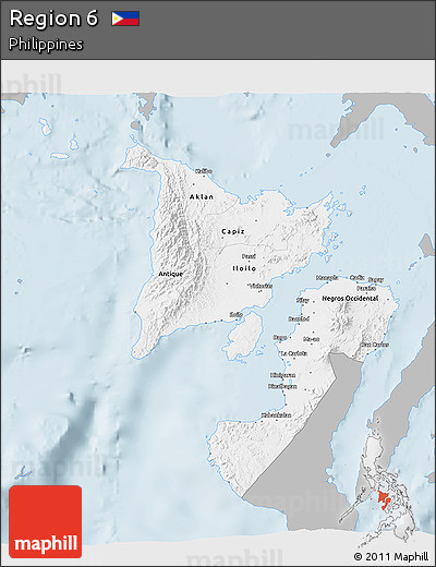 Gray 3D Map of Region 6, single color outside