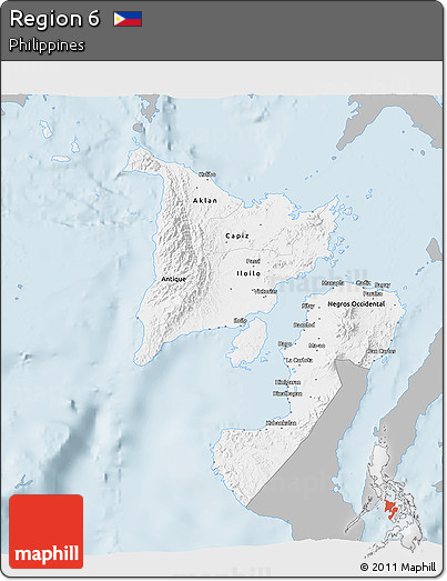 Gray 3D Map of Region 6, single color outside