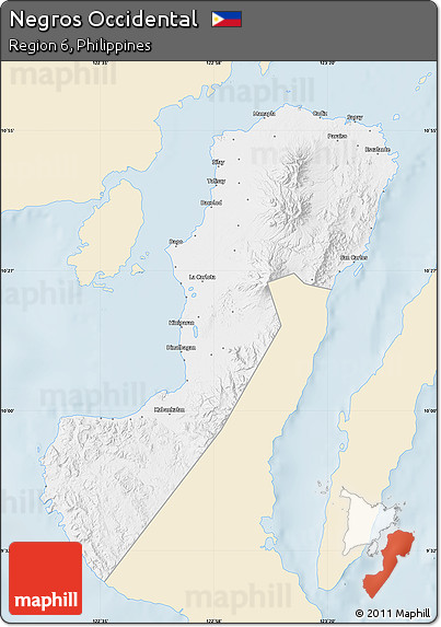 Classic Style Map of Negros Occidental, single color outside