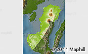 Physical Map of Negros Occidental, darken