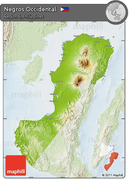 Physical Map of Negros Occidental, lighten