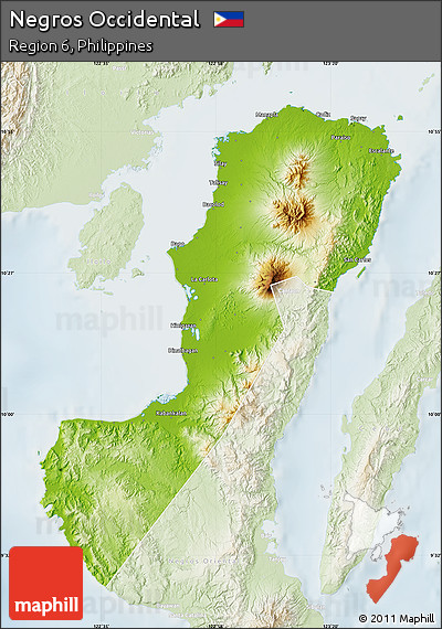 Physical Map of Negros Occidental, lighten