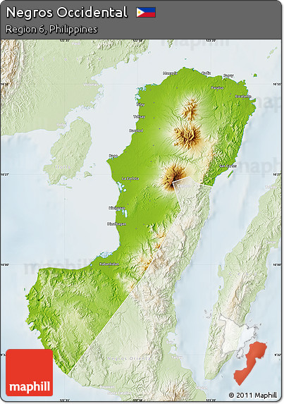 Physical Map of Negros Occidental, lighten