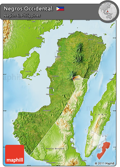 Satellite Map of Negros Occidental, physical outside