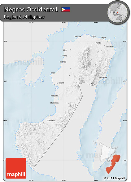 Silver Style Map of Negros Occidental, single color outside