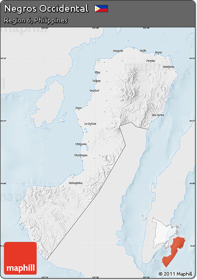 Silver Style Map of Negros Occidental, single color outside