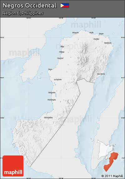 Silver Style Map of Negros Occidental, single color outside