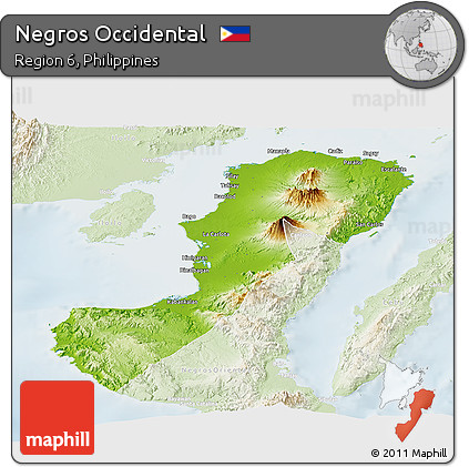 Physical Panoramic Map of Negros Occidental, lighten