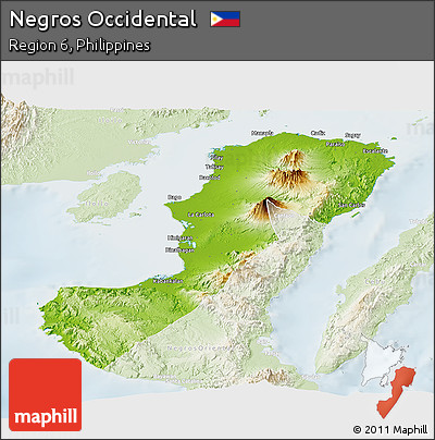 Physical Panoramic Map of Negros Occidental, lighten